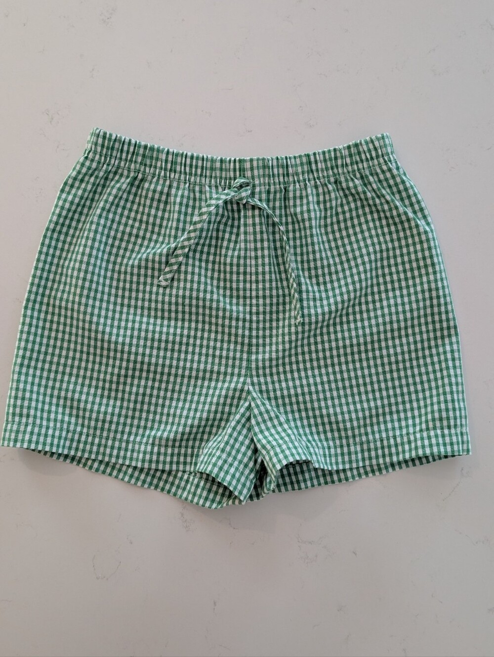Kelly's Kids | Green Gingham Drawstring Shorts